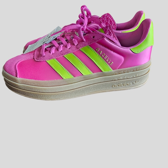 Adidas Women's Pink and Green Sneakers - Picture 3 of 13